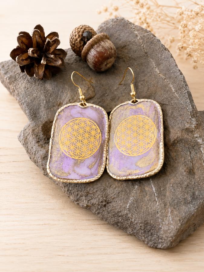 Boucles d’oreilles « Fleur de Vie » Harmonie Violette