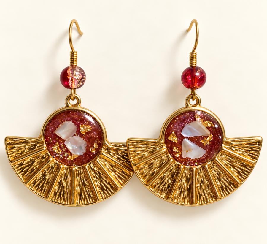 Boucles d’oreilles   « Éclat de Grenat » 