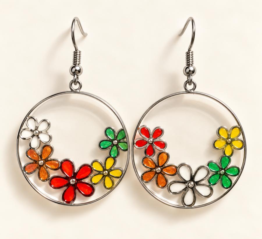 Boucles d’oreilles   « Jardin Arc-en-ciel » 