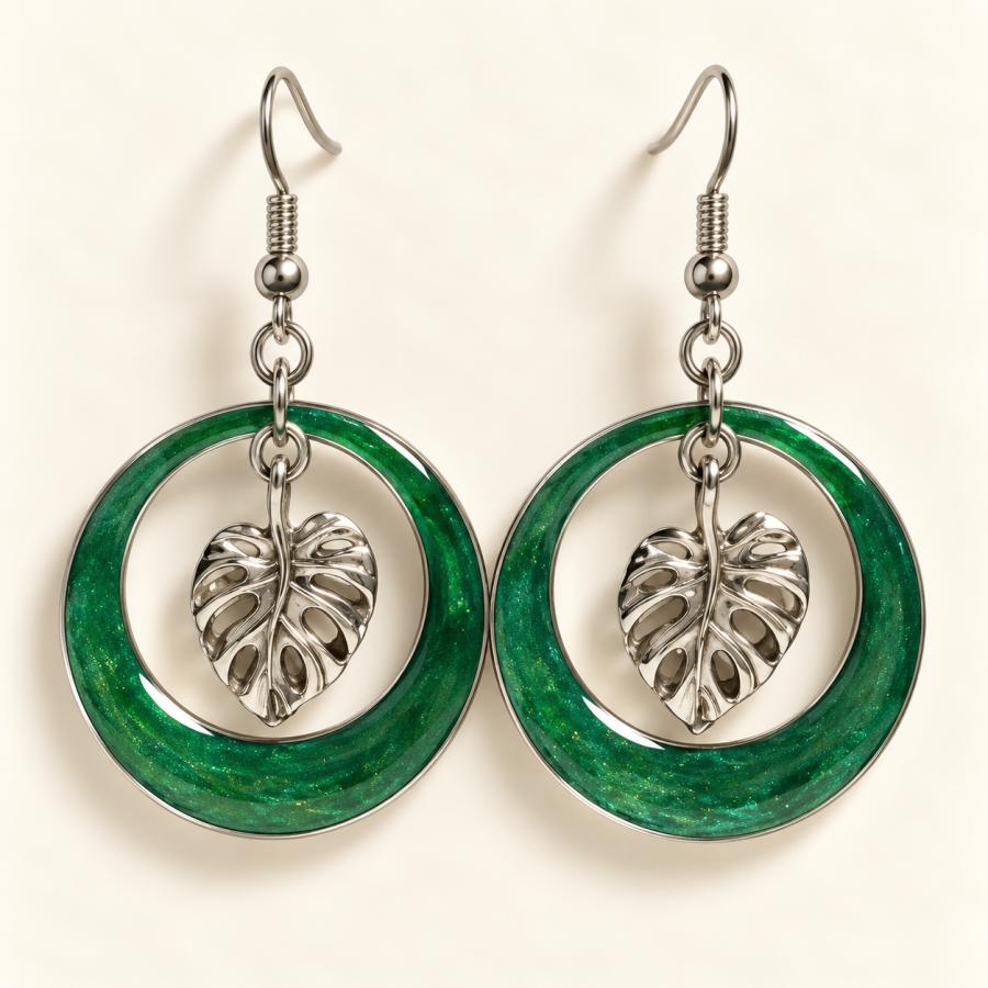 Boucles d’oreilles   « Feuillage d’Émeraude »