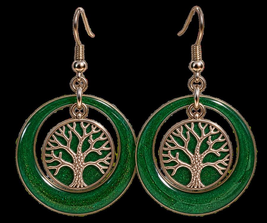 Boucles d’oreilles   « Arbre d’Émeraude » 