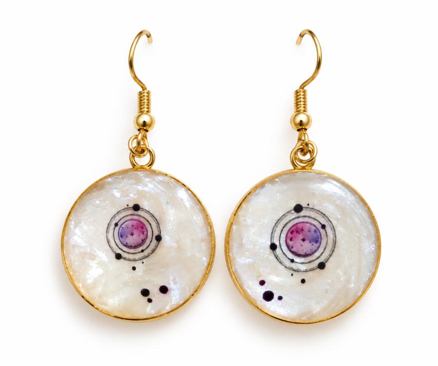 Boucles d’oreilles   « Galaxie Nacrée » 