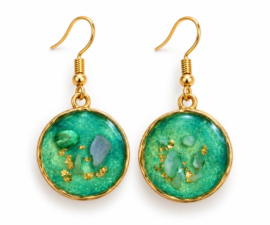 Boucles d’oreilles   « Émeraude Lagune » 