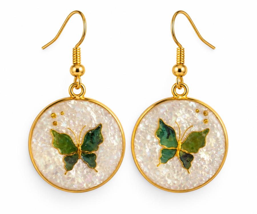 Boucles d’oreilles   « Papillon de nacre »