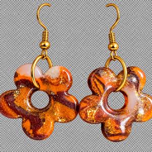 Boucles d’oreilles   pâte polymère et résine UV - photo 3