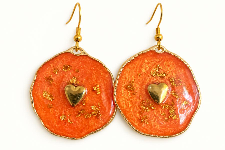 Boucles d’oreilles   « Cœur de Corail »