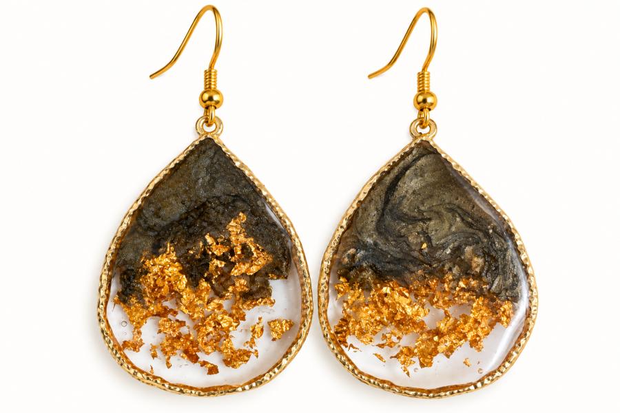 Boucles d’oreilles   « Éclats d’Obsidienne »