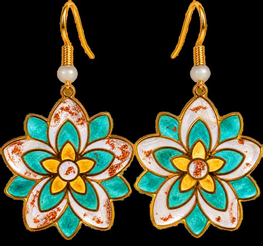 Boucles d’oreilles   « Lotus d’Émeraude »