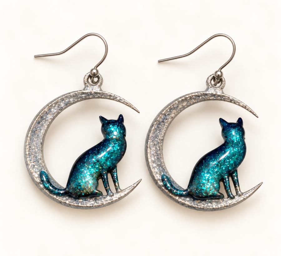 Boucles d’oreilles   « Chats & Lunes» - photo 1
