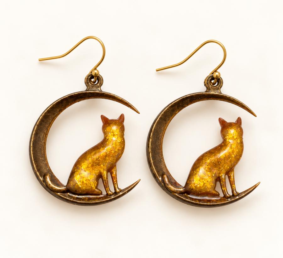 Boucles d’oreilles   « Chats & Lunes» - photo 2