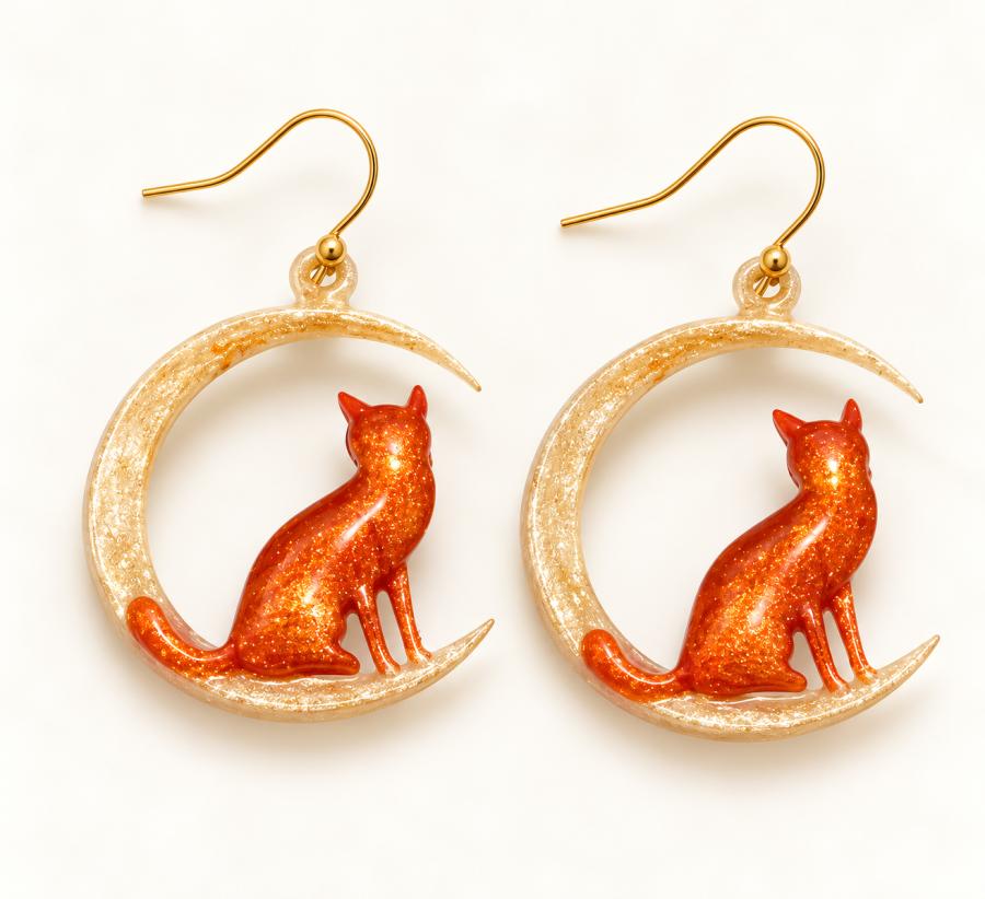 Boucles d’oreilles   « Chats & Lunes» - photo 3