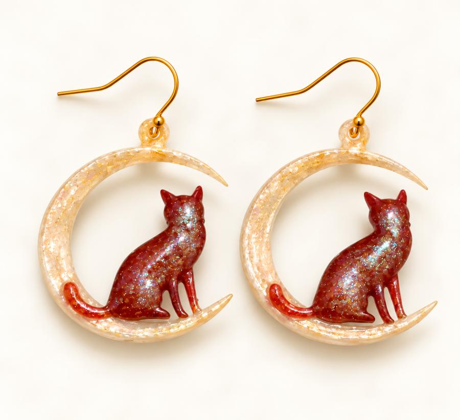 Boucles d’oreilles   « Chats & Lunes» - photo 4