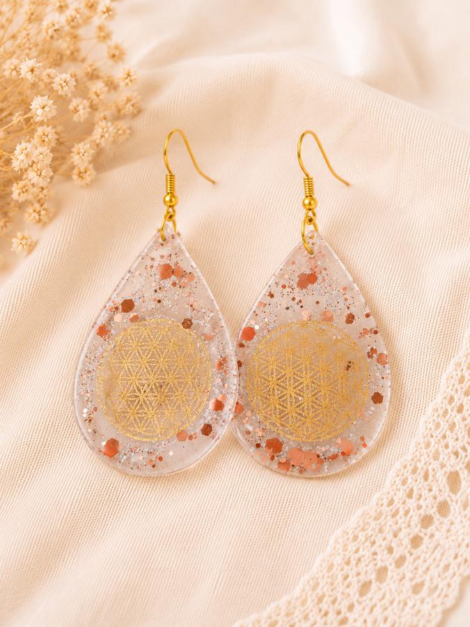 Boucles d’oreilles « Fleur de Vie » Rosée de Sienne