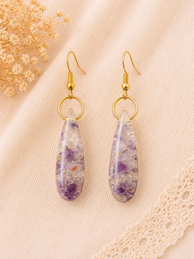  Boucles d’oreilles Cristal & Améthyste