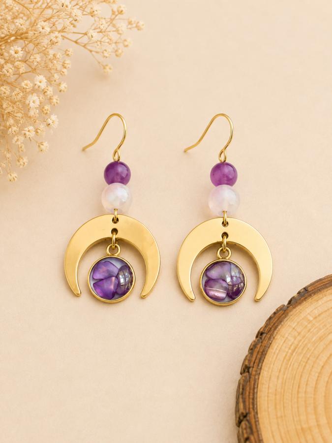 Boucles d’oreilles « Lune Violette »