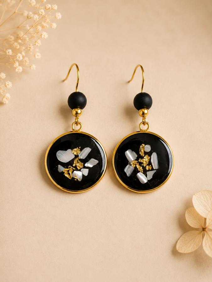 Boucles d’oreilles « Éclat Noir » 