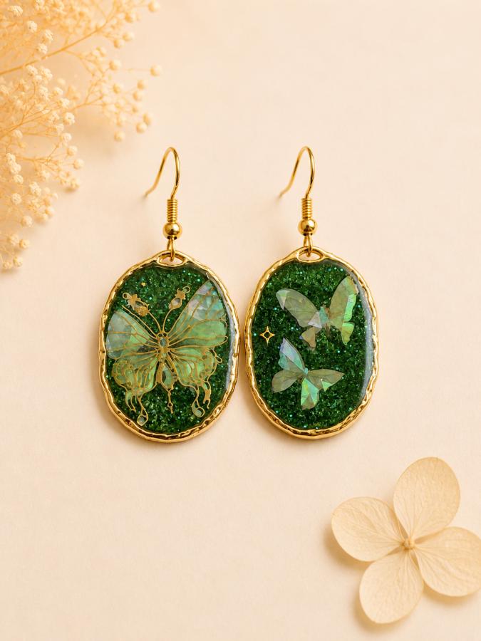 Boucles d’oreilles « Papillons de Jade » 