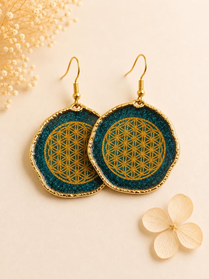 Boucles d’oreilles « Fleur de Vie » Céleste