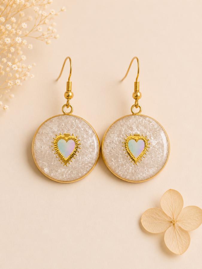Boucles d’oreilles « Cœur Opale »